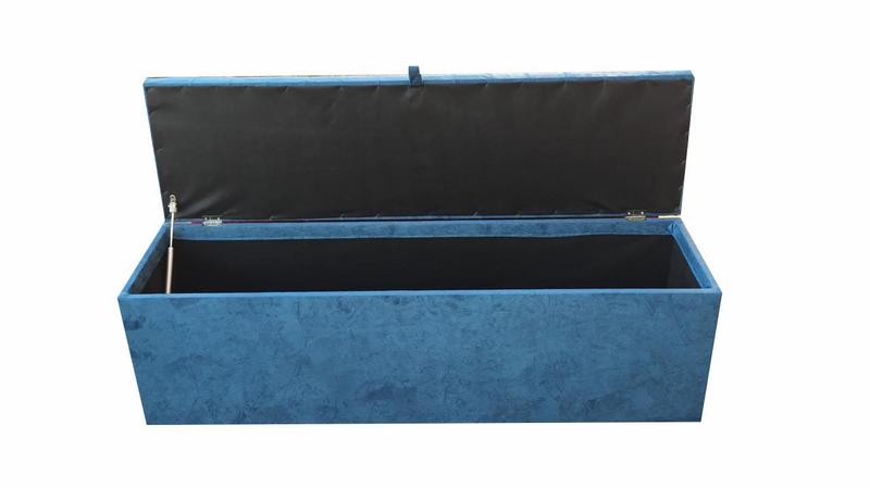 Imagem de Recamier puff baú beira de cama 1,38 100% mdf - azul aço