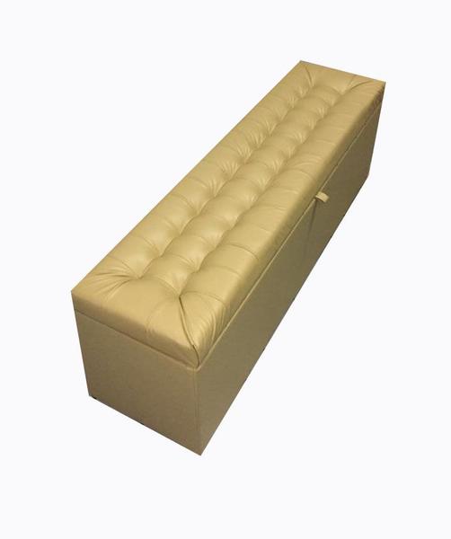 Imagem de Recamier puff baú beira de cama 1,38  100% mdf - bege escuro material sintético