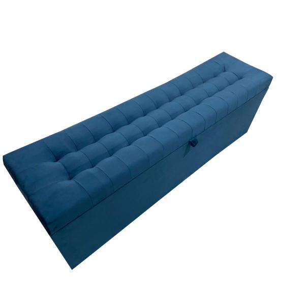 Imagem de Recamier puff baú decorativo - 1,20 cm - azul marinho