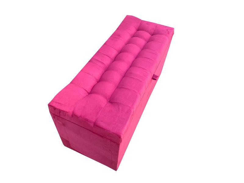 Imagem de Recamier puff baú em suede solteiro 100% mdf - rosa pink