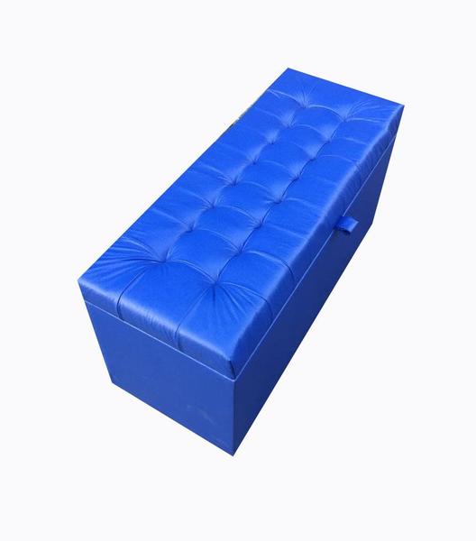 Imagem de Recamier puff baú estofado 1 metro - azul royal - material sintético