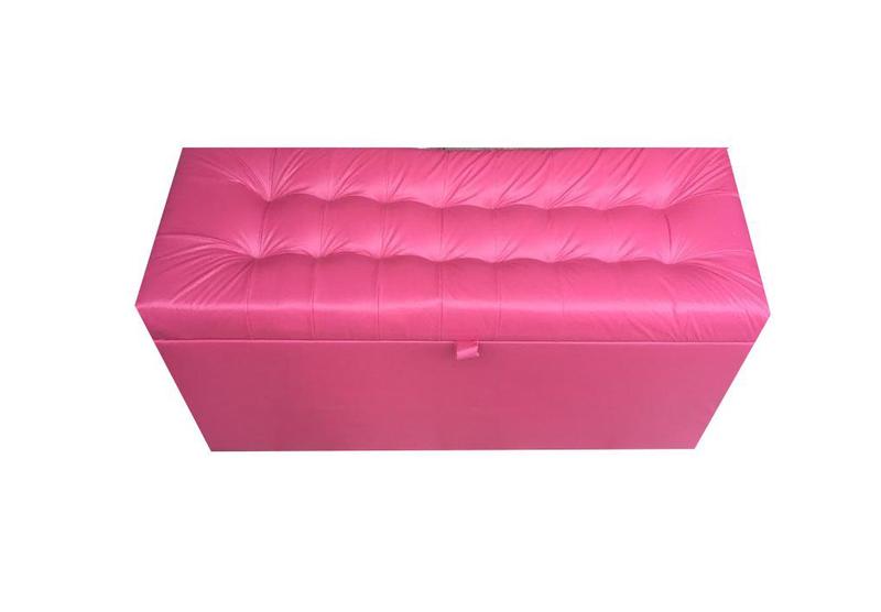 Imagem de Recamier puff baú estofado 1 metro - rosa choque - material sintético