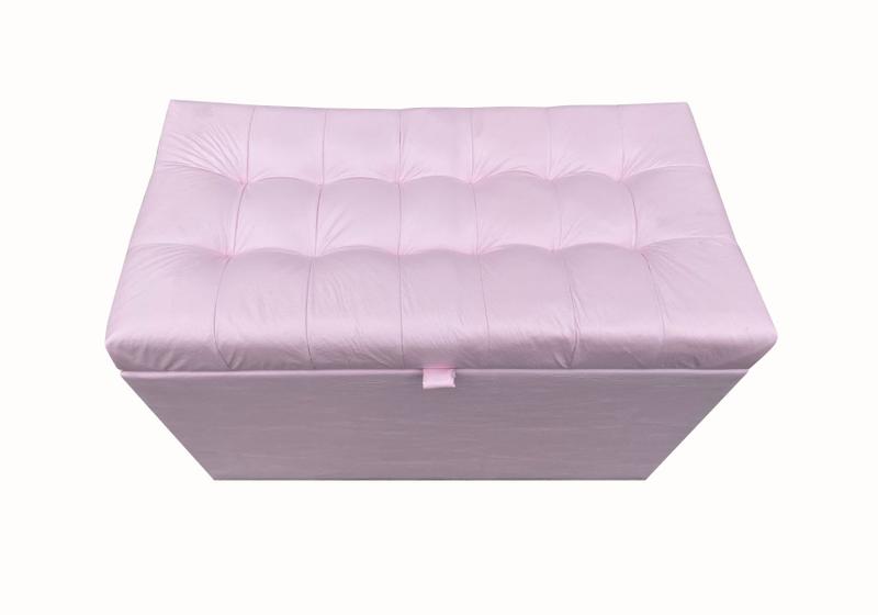 Imagem de Recamier puff baú estofado 1 metro - rosa claro - material sintético