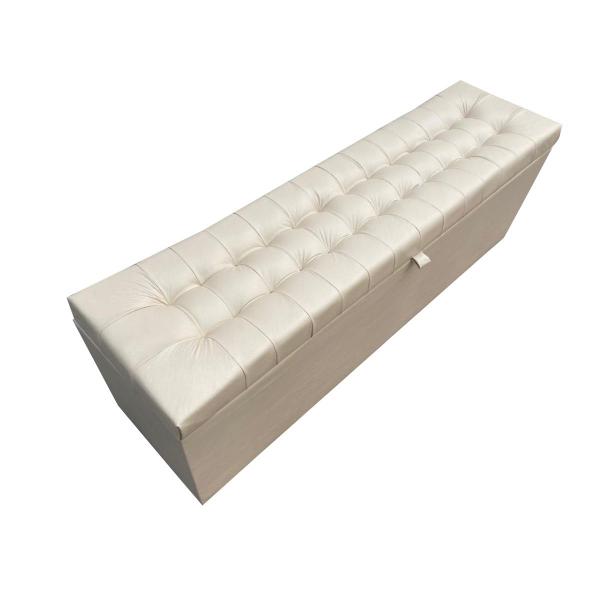 Imagem de Recamier puff baú para cama box queen size 1,58 cm - bege claro - material sintético