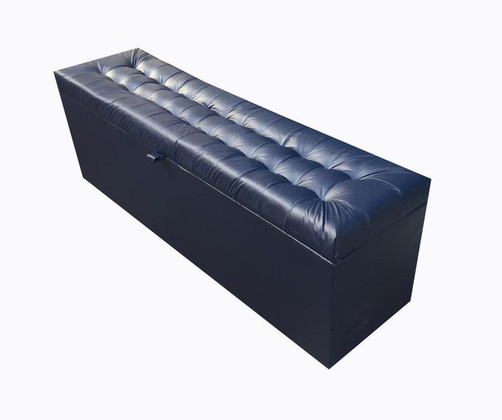 Imagem de Recamier puff baú para cama box queen size - 1,58cm - azul marinho - material sintético