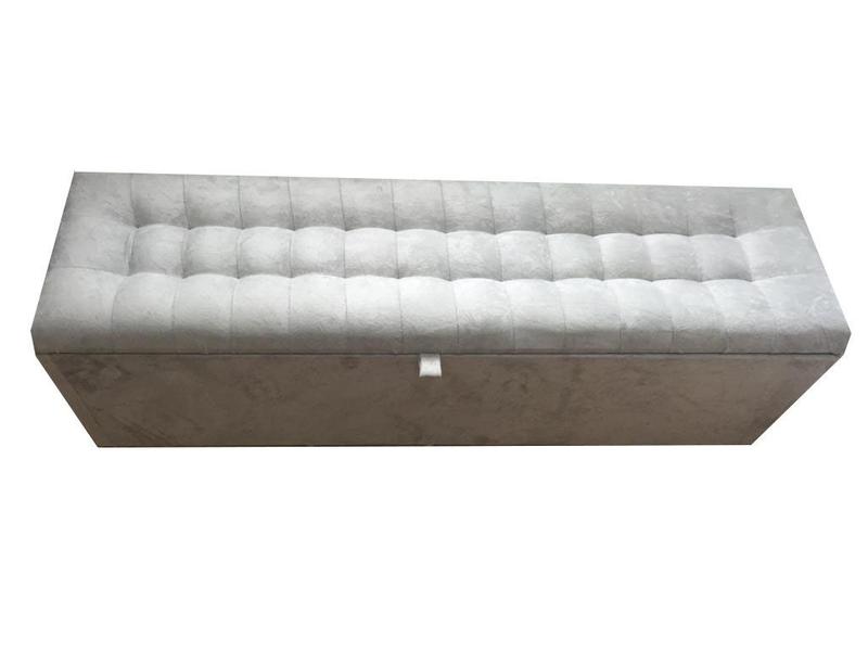 Imagem de Recamier puff baú para cama box queen size - 1,58cm - cinza claro