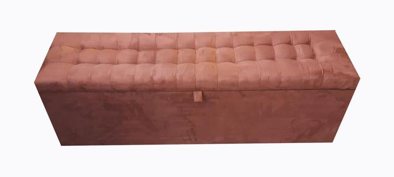 Imagem de Recamier puff baú para cama box queen size - 1,58cm - marrom camurça