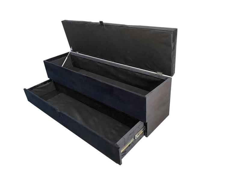 Imagem de Recamier puff baú sapateira  com gaveta 1,58 cm para cama box queen size - preto em veludo