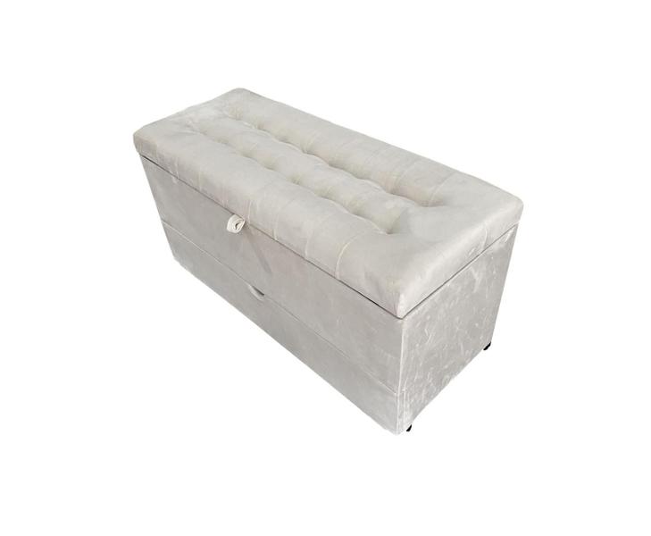 Imagem de Recamier puff baú sapateira e gaveta 90 cm para cama de solteiro-  creme