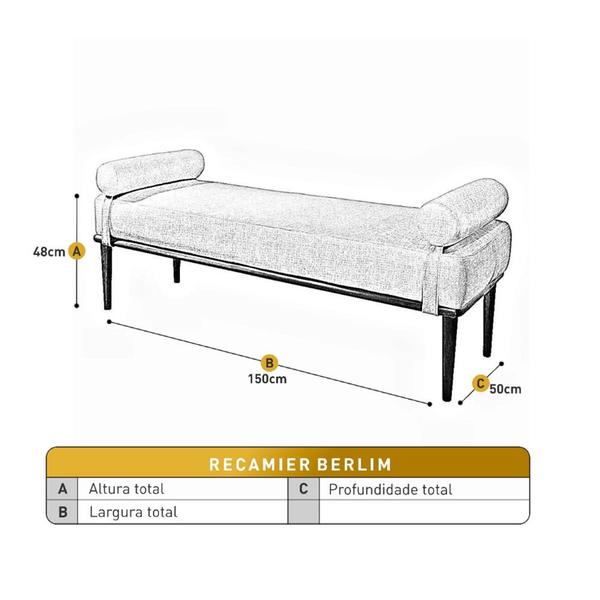 Imagem de Recamier Puff Berlim Luxo Base em Madeira Maciça Castellar Móbile