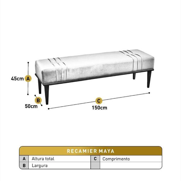 Imagem de Recamier Puff Luxo Madeira Maciça Maya