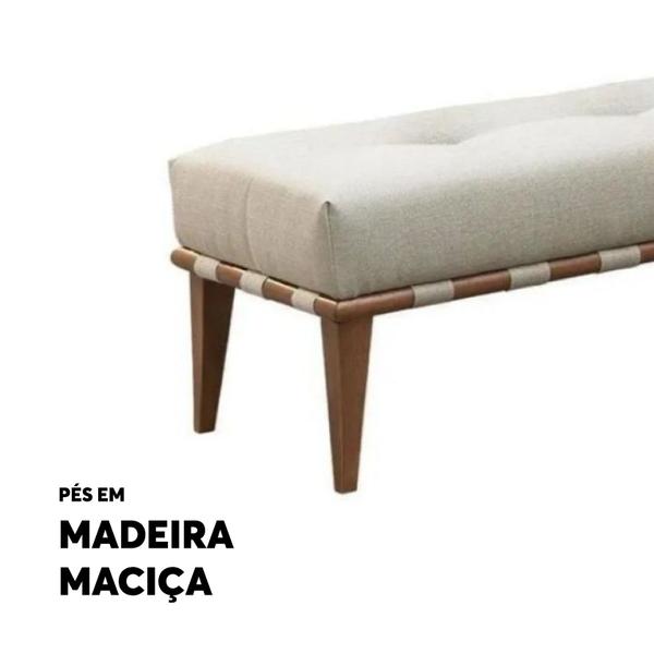 Imagem de Recamier Quebec Decorativo Madeira Maciça 4 pés Linho Bege