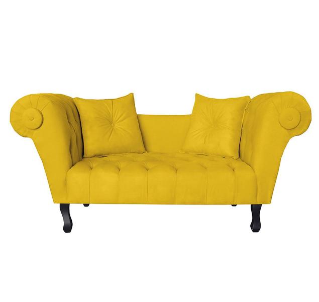 Imagem de Recamier Sofá Decorativo Para Hall de Entrada Londres 160 Suede Amarelo DL Decor