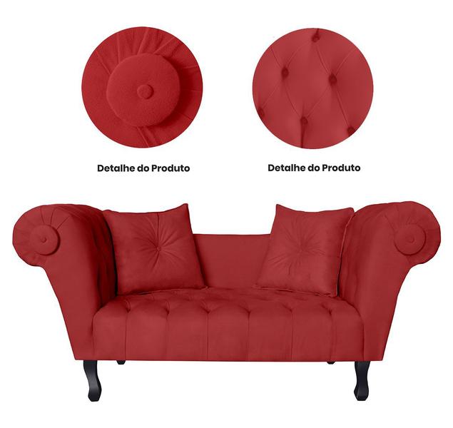 Imagem de Recamier Sofá Decorativo Para Hall de Entrada Londres 160 Suede Vermelho DL Decor