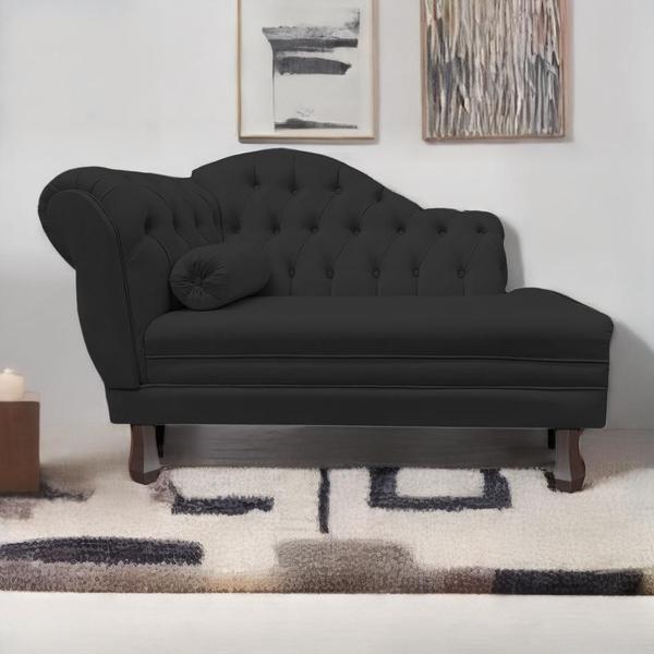 Imagem de Recamier Sofá Direito Larissa 120cm Sala Suede Preto - INCASA DECOR