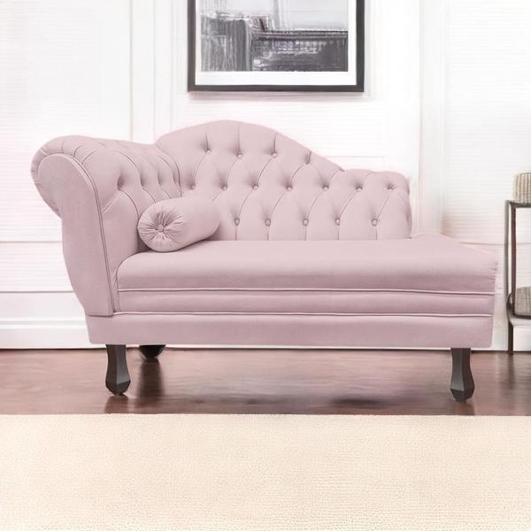 Imagem de Recamier Sofá Direito Larissa 120cm Sala Suede Rosa Bebe - INCASA DECOR