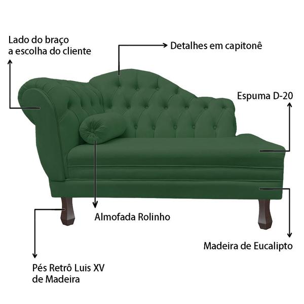 Imagem de Recamier Sofá Direito Larissa 120cm Sala Suede Verde - INCASA DECOR