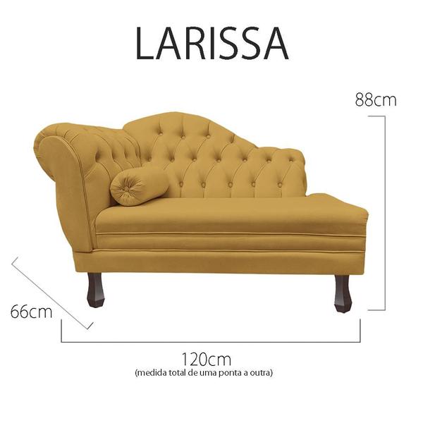 Imagem de Recamier Sofá Direito Larissa 120cm Sala Veludo Mostarda - INCASA DECOR