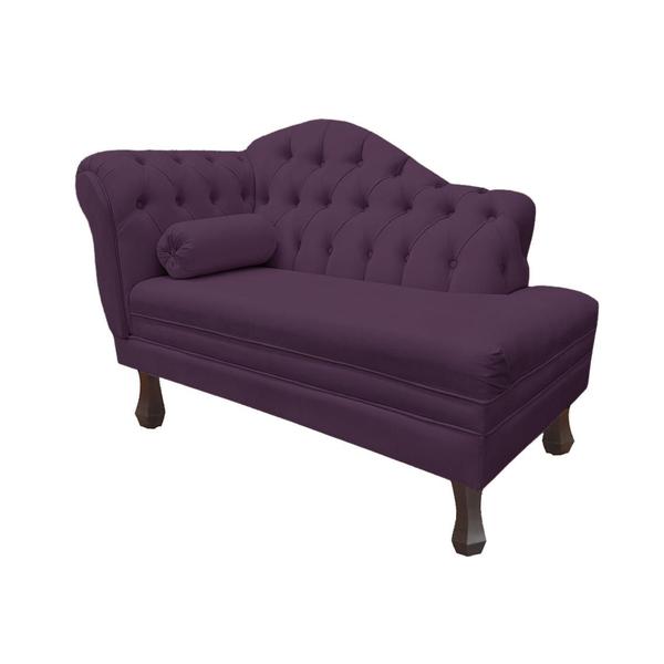 Imagem de Recamier Sofá Direito Larissa 120cm Sala Veludo Roxo - INCASA DECOR