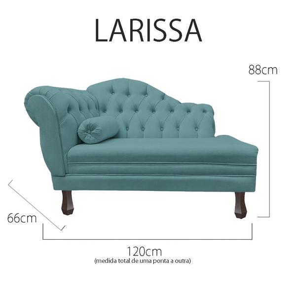 Imagem de Recamier Sofá Esquerdo Larissa 120cm Sala Veludo Azul Turquesa - INCASA DECOR