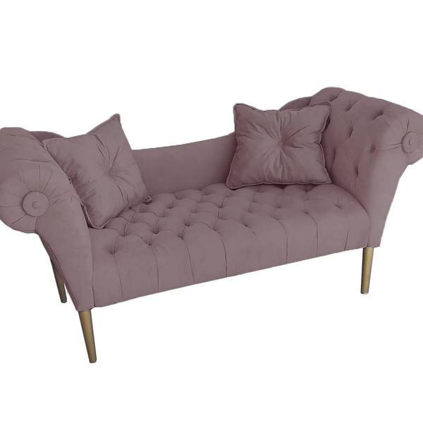 Imagem de Recamier Sofá Estofado Para Sala de Estar Dubai Suede Rose - DL Decor