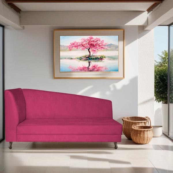 Imagem de Recamier Valéria 140cm Lado Direito Suede Pink - Amarena Móveis