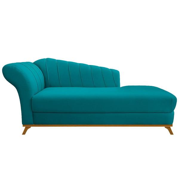 Imagem de Recamier Vanessa 140cm Lado Direito Suede Azul Turquesa - Doce Sonho Móveis