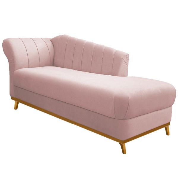 Imagem de Recamier Vanessa 140cm Lado Direito Suede Rosê - Amarena Móveis