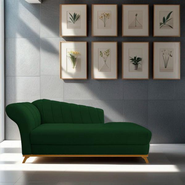 Imagem de Recamier Vanessa 140cm Lado Direito Suede Verde - ADJ Decor