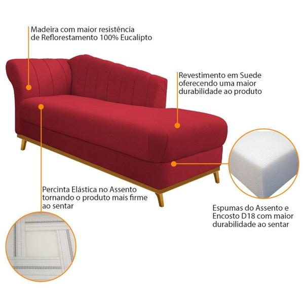 Imagem de Recamier Vanessa 140cm Lado Direito Suede Vermelho - Amarena Móveis