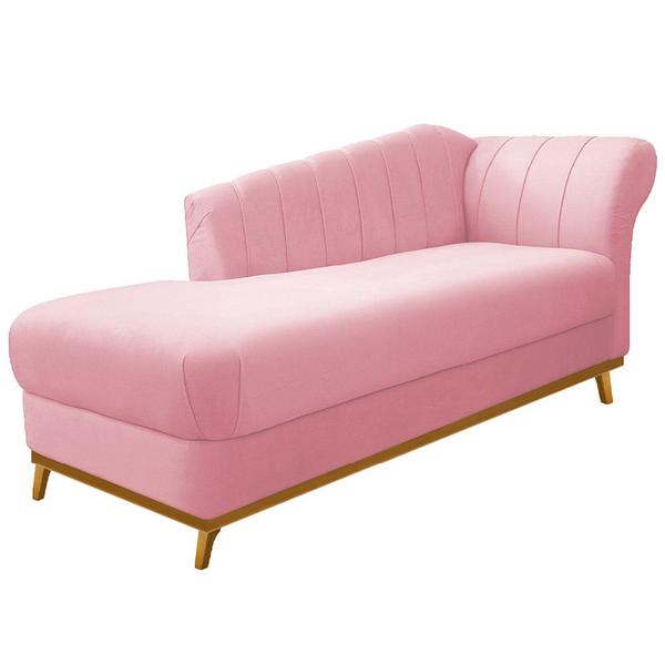 Imagem de Recamier Vanessa 140cm Lado Esquerdo Suede Rosa Bebê- Amarena Móveis