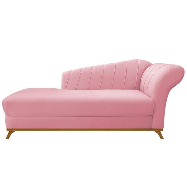 Imagem de Recamier Vanessa 140cm Lado Esquerdo Suede Rosa Bebê- Amarena Móveis