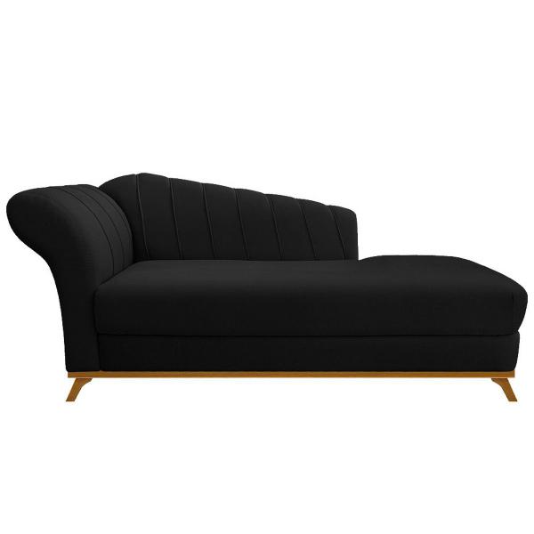 Imagem de Recamier Vanessa 160cm Lado Direito Suede Preto - Doce Sonho Móveis