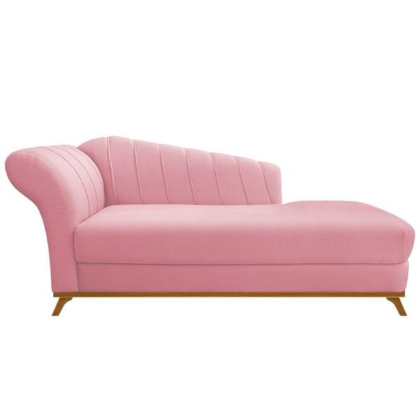 Imagem de Recamier Vanessa 160cm Lado Direito Suede Rosa Bebê - Amarena Móveis