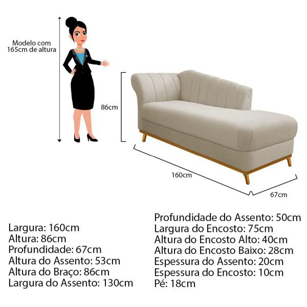 Imagem de Recamier Vanessa 160cm Lado Esquerdo Suede Bege - ADJ Decor