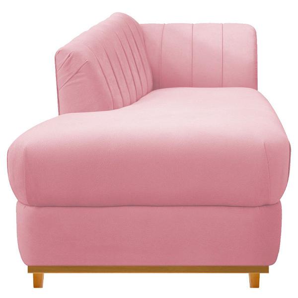 Imagem de Recamier Vanessa 160cm Lado Esquerdo Suede Rosa Bebê - ADJ Decor