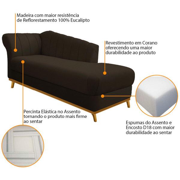 Imagem de Recamier Vanessa 185cm Lado Esquerdo Corano Marrom - ADJ Decor