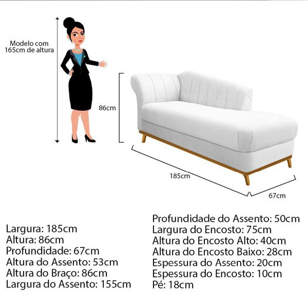 Imagem de Recamier Vanessa 185cm Lado Esquerdo Suede Branco - ADJ Decor