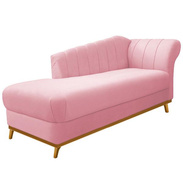 Imagem de Recamier Vanessa 185cm Lado Esquerdo Suede Rosa Bebê - Amarena Móveis