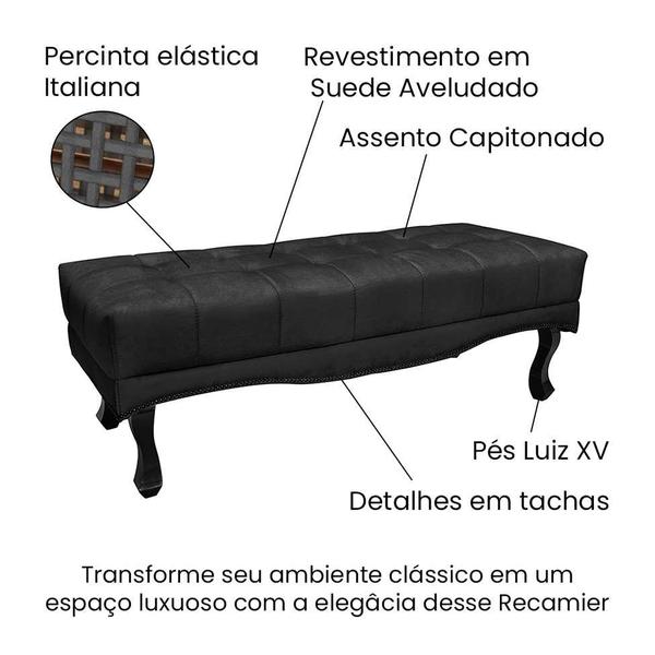 Imagem de Recamier Vicenza Suede Preto 140 cm