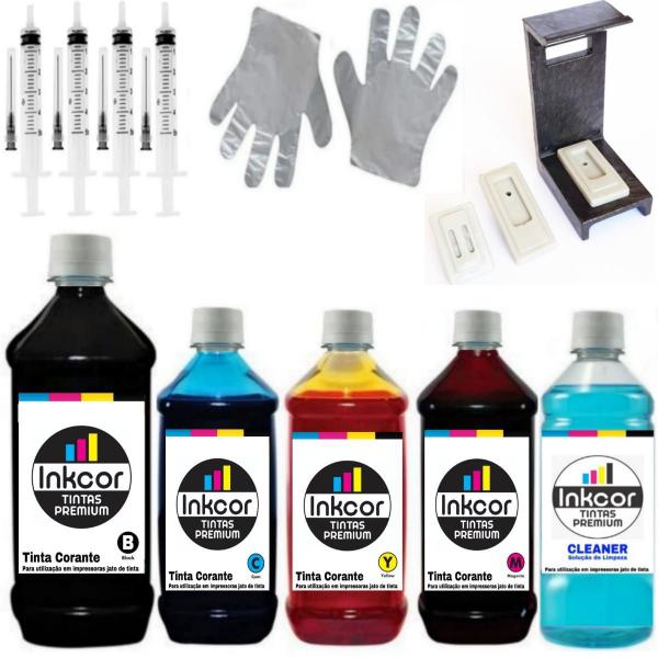 Imagem de Recarga de Cartuchos Inkcor Compatível com Impressora HP 2545 Cartucho 662 e 662XL c/ 650ml de Tinta Total