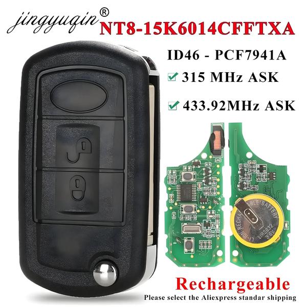 Imagem de Recarregável 315Mhz 433MHz ID46 PCF7941 Flip Controle Remoto Chave Do Carro Fob Para Range Rover