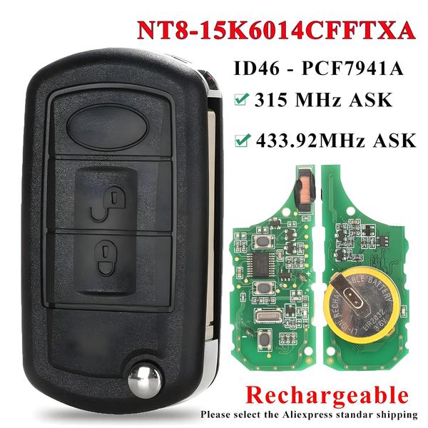 Imagem de Recarregável 315Mhz 433MHz ID46 PCF7941 Flip Controle Remoto Chave Do Carro Fob Para Range Rover