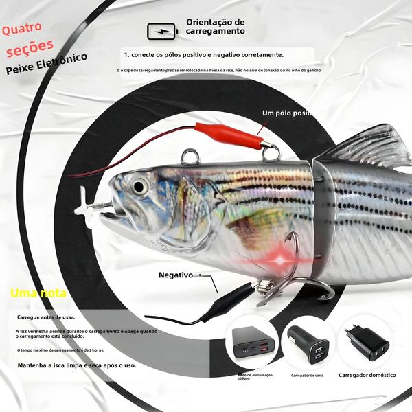 Imagem de Recarregável LED Luz Isca Elétrica Wobblers 4 Segmentos Swimbait Pesca Crankbait Isca Robótica