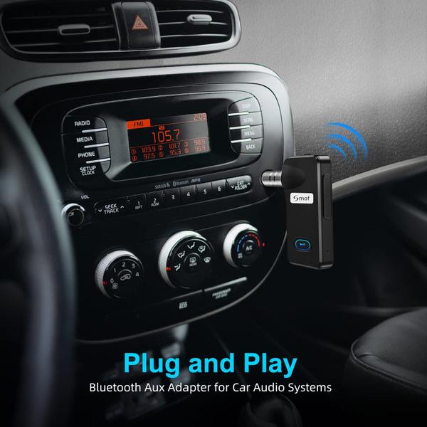 Imagem de Receptor Bluetooth Smof Aux para carro, azul auxiliar portátil de 3,5 mm