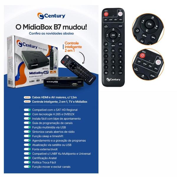 Receptor Century Midiabox B7 Homologado Anatel Sinal 5g Ku