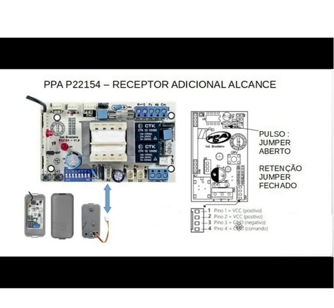 Imagem de Receptor Controle Alcance 433Mhz Portão Eletrônico Rele PPA 1770