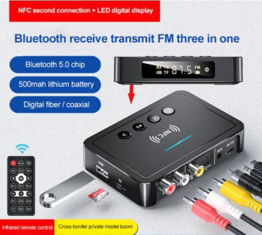 Imagem de Receptor de audio bluetooth 5.0 RCA AUX Óptico conexão NFC