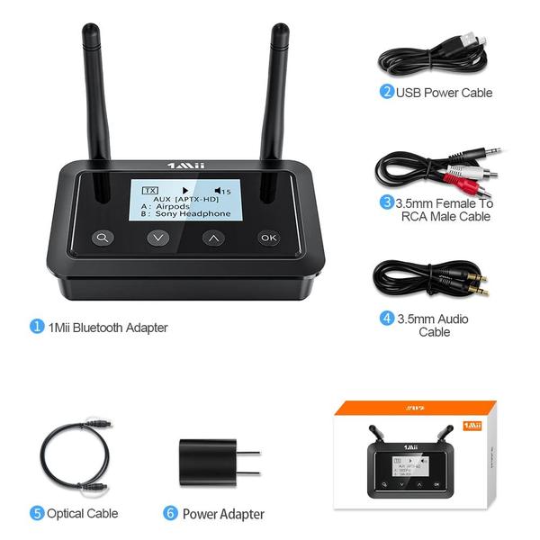 Imagem de Receptor e Transmissor Bluetooth 5.3 1Mii B03 para TV - Áudio Estéreo