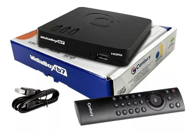 Imagem de Receptor Midiabox B7 Century Midia Box B7 Hdtv Sat Regional H265 Sem Mensalidade 5G Banda Ku Fonte Externa